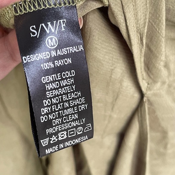 S/W/F Unlined Plunge Dress Kimono Style Sleeve Amazon Green Women's Size M NWT - Picture 8 of 10